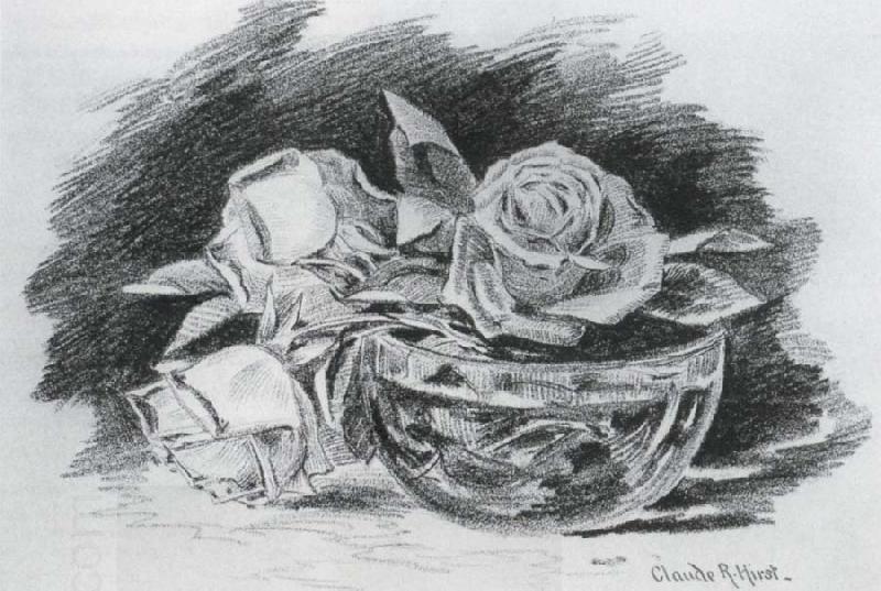 Hirst, Claude Raguet Roses in a Bowl oil painting picture
